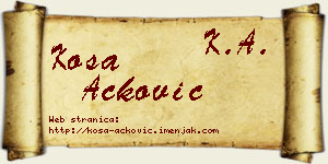 Kosa Acković vizit kartica
